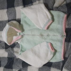 Vintage Knit Zip-up Hooded Jacket